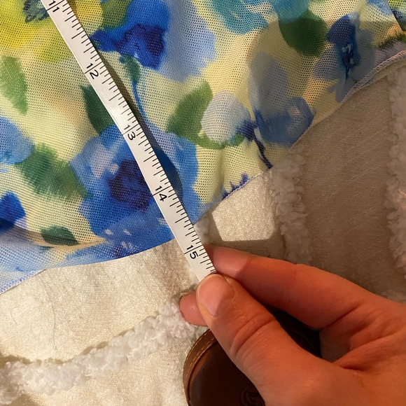 Blue floral mesh mini skirt / swim cover up - Picture 2 of 2